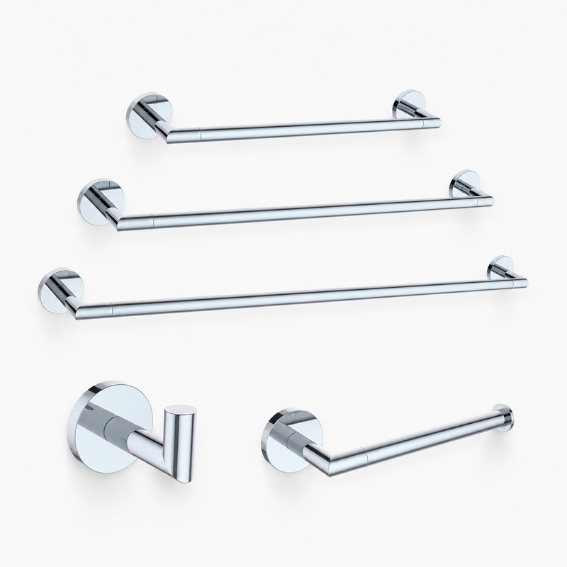 Soho Round Bathroom Accessories Set - Wall Mount - Brass/Polished Chrome