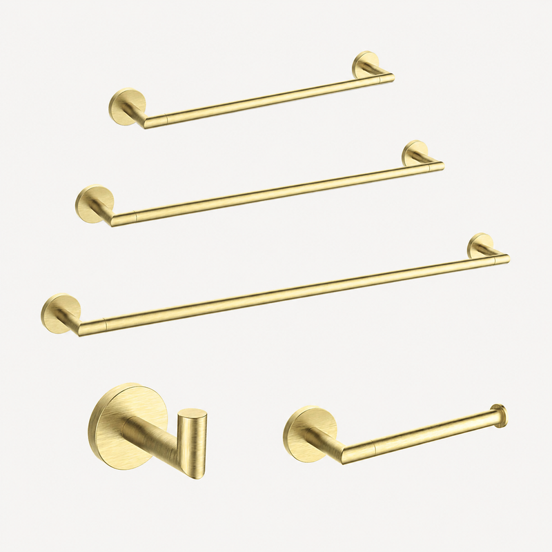Soho Round Bathroom Accessories Set - Wall Mount - Brass/Satin Brass
