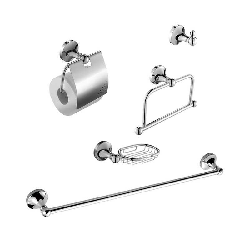Viena Bathroom Accessories Set - Wall Mount Brass/Polished Chrome