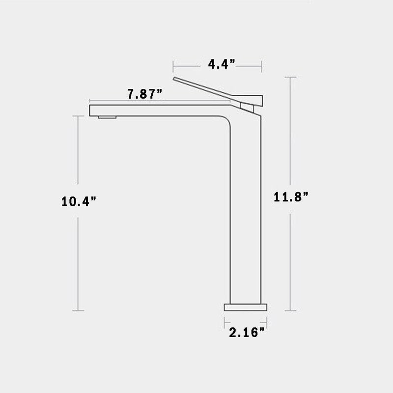 Devon Line High Bathroom Faucet - Vessel - 12" Brass/Polished Nickel