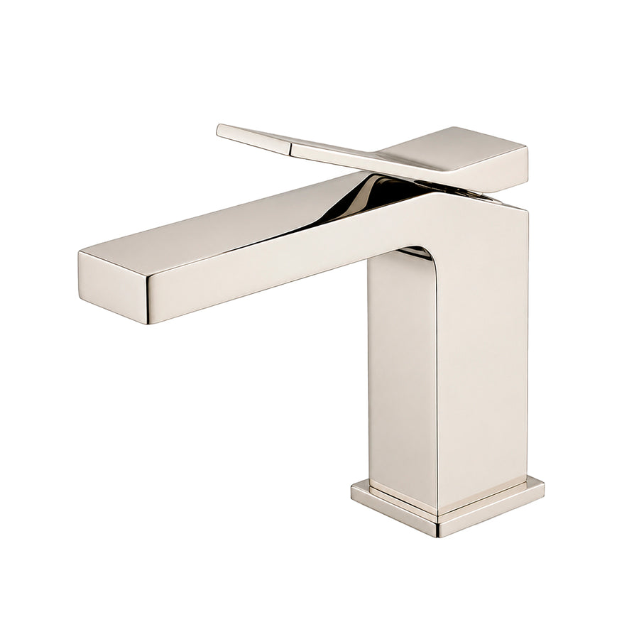 Devon Line Short Bathroom Faucet - Single Hole - 6" Brass/Polished Nickel