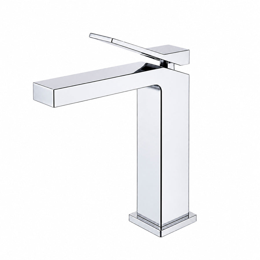 Devon Line High Bathroom Faucet - Vessel - 8" Brass/Polished Chrome