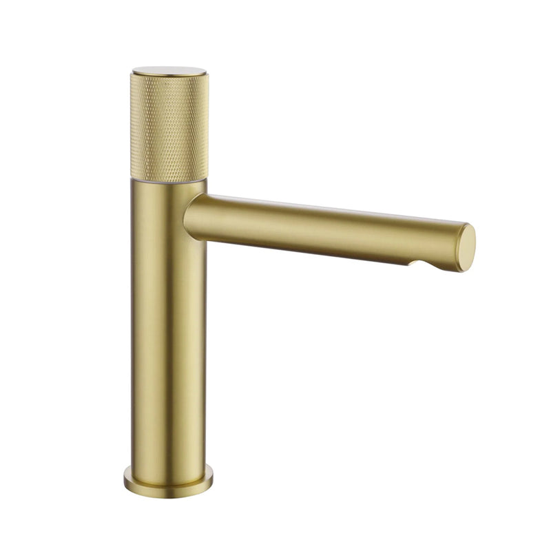 Metro Knurled Bathroom Faucet - Single Hole - 9" Brass/Satin Brass
