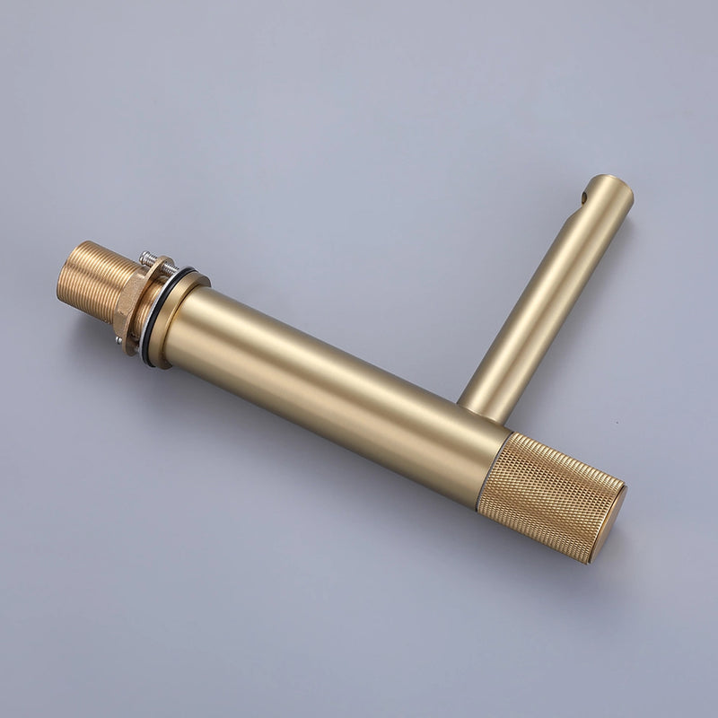 Metro Knurled Bathroom Faucet - Single Hole - 9" Brass/Satin Brass