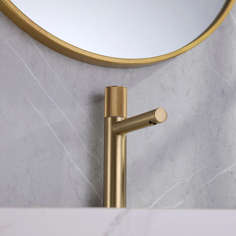 Metro Knurled Bathroom Faucet - Single Hole - 9" Brass/Satin Brass