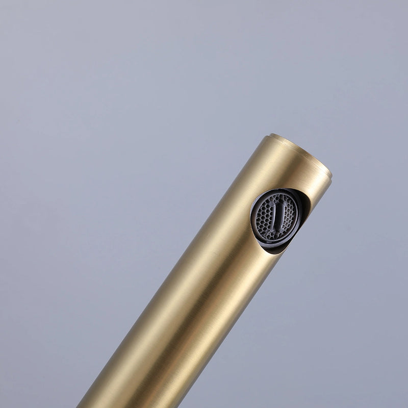 Metro Knurled Bathroom Faucet - Single Hole - 9" Brass/Satin Brass