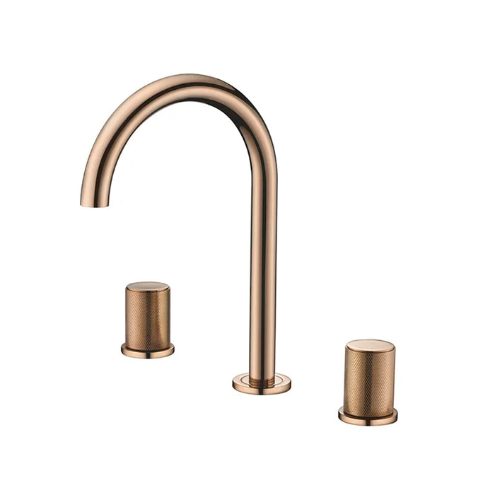 Metro Knurled Bathroom Faucet - Widespread - 8" Brass/Rose Gold