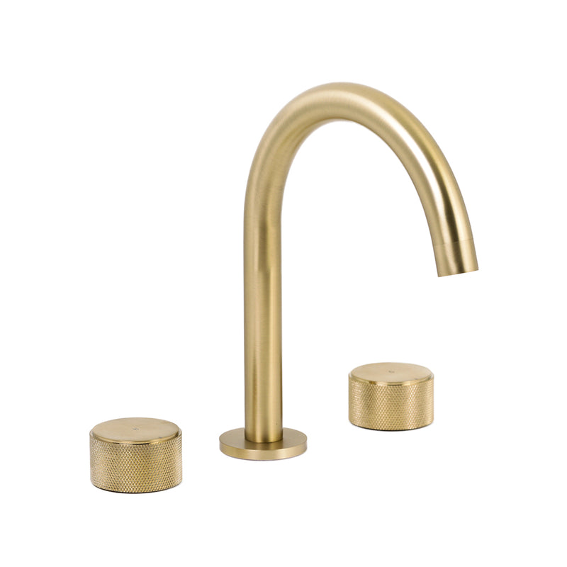 Metro Knurled Bathroom Faucet - Widespread - 10" Brass/Satin Brass