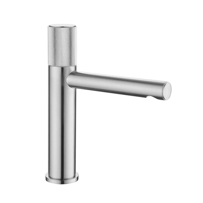 Metro Knurled Bathroom Faucet - Single Hole - 9" Brass/Polished Chrome