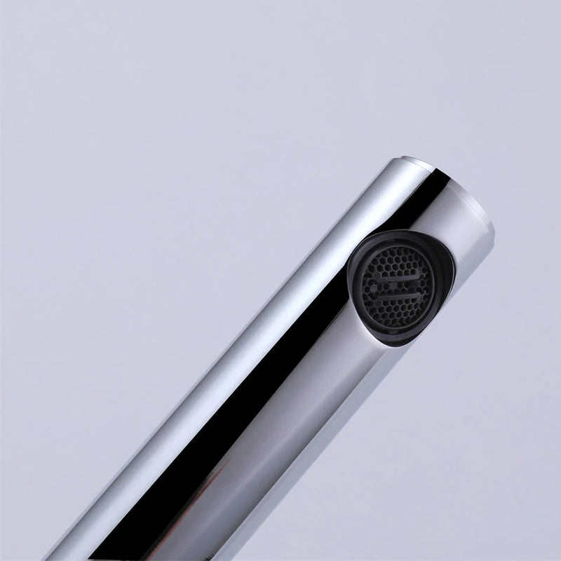 Metro Knurled Bathroom Faucet - Single Hole - 9" Brass/Polished Chrome