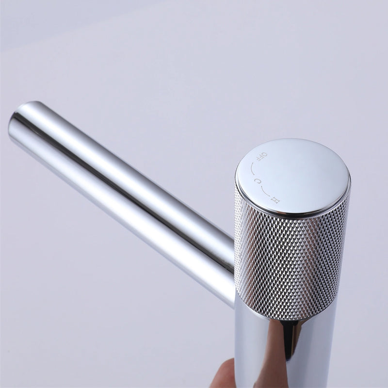 Metro Knurled Bathroom Faucet - Single Hole - 9" Brass/Polished Chrome