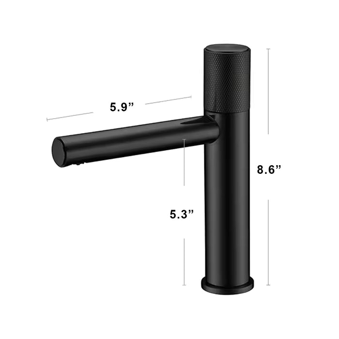 Metro Knurled Bathroom Faucet - Single Hole - 9" Brass/Matt Black