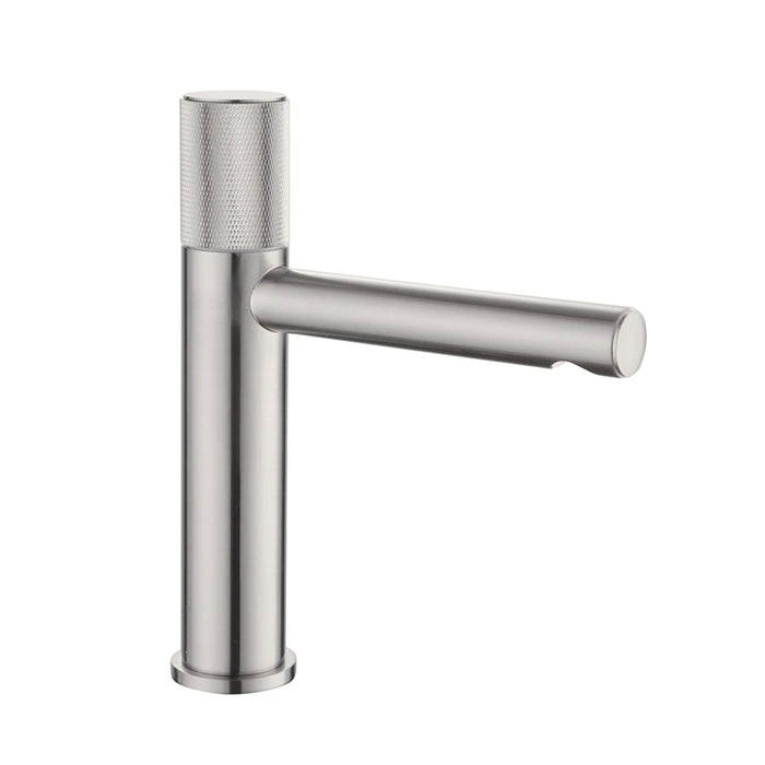 Metro Knurled Bathroom Faucet - Single Hole - 9" Brass/Brushed Nickel