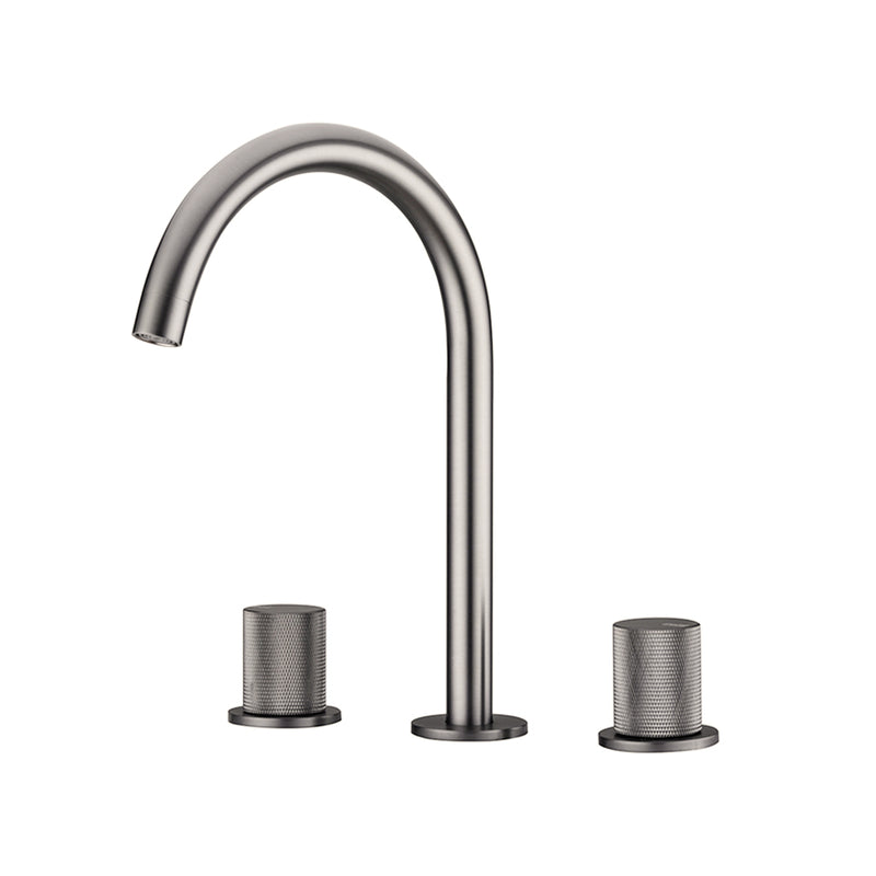 Metro Knurled Bathroom Faucet - Widespread - 8" Brass/Brushed Nickel