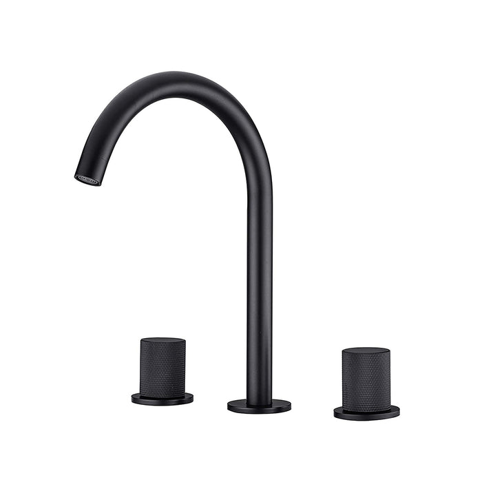 Metro Knurled Bathroom Faucet - Widespread - 8" Brass/Matt Black