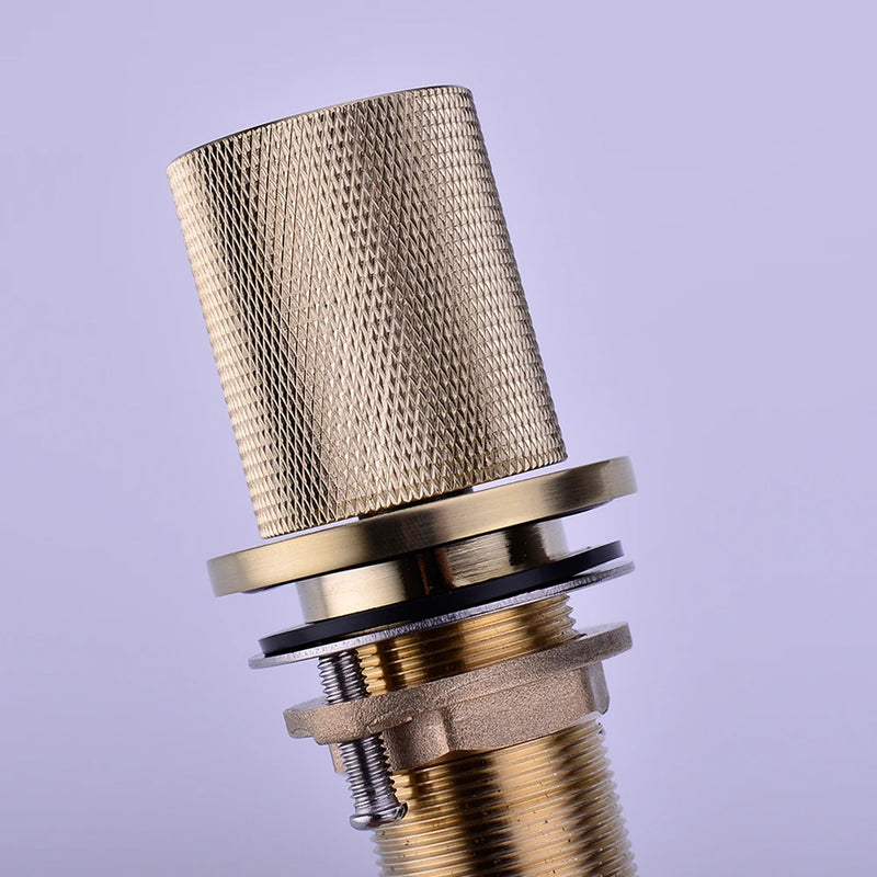 Metro Knurled Bathroom Faucet - Widespread - 8" Brass/Satin Brass