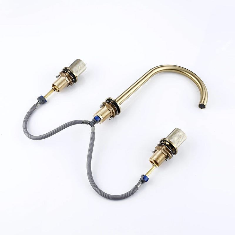 Metro Knurled Bathroom Faucet - Widespread - 8" Brass/Satin Brass