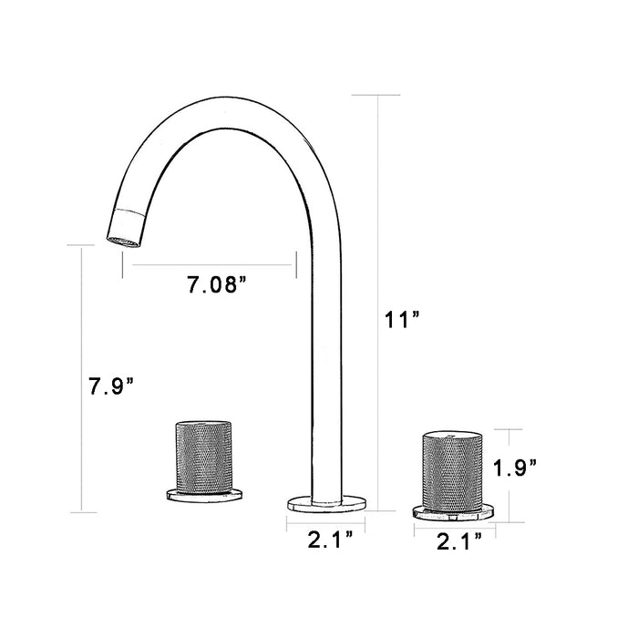 Metro Knurled Bathroom Faucet - Widespread - 8" Brass/Polished Chrome