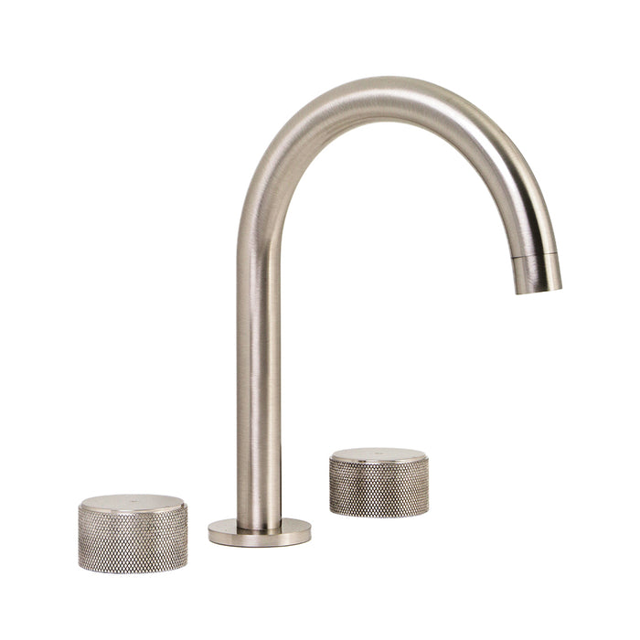 Metro Knurled Bathroom Faucet - Widespread - 10" Brass/Brushed Nickel