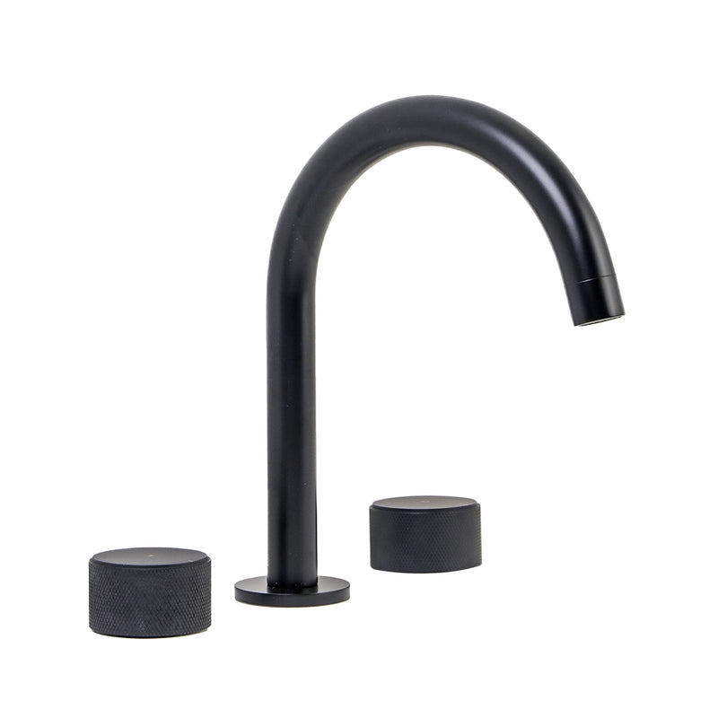 Metro Knurled Bathroom Faucet - Widespread - 8" Brass/Matt Black