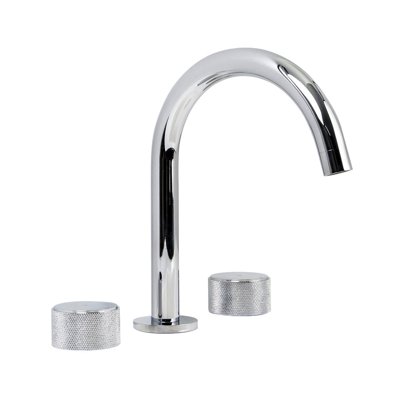 Metro Knurled Bathroom Faucet - Widespread - 10" Brass/Polished Chrome