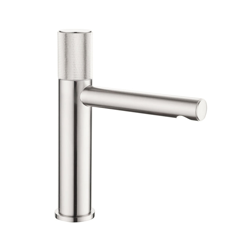 Metro Knurled Bathroom Faucet - Single Hole - 9" Brass/Polished Nickel