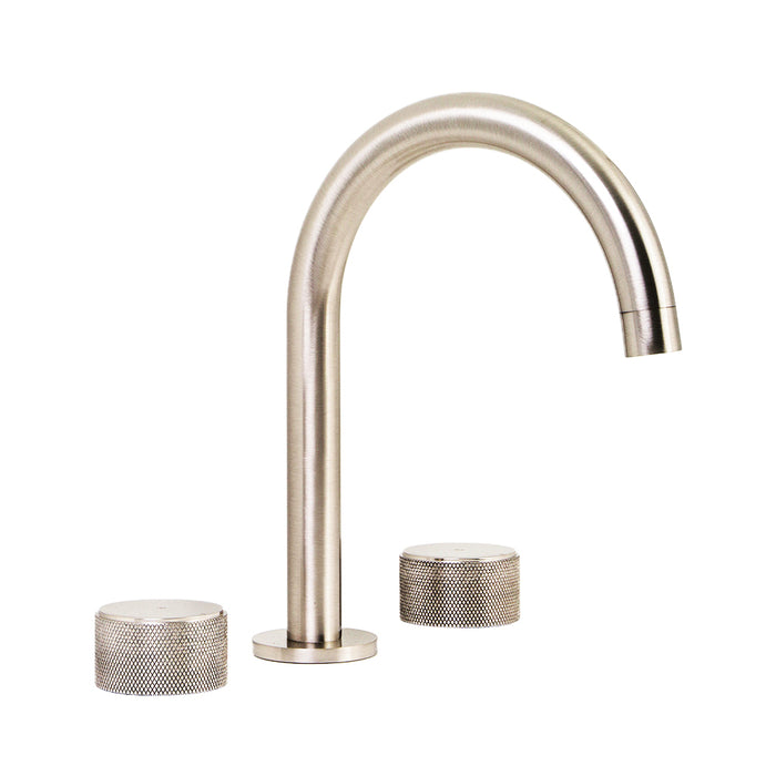 Metro Knurled Bathroom Faucet - Widespread - 10" Brass/Polished Nickel