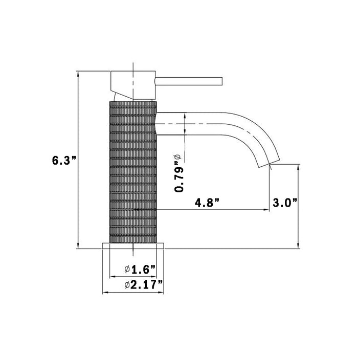 Metro Knurled Short Bathroom Faucet - Single Hole - 6" Brass/Matt Black