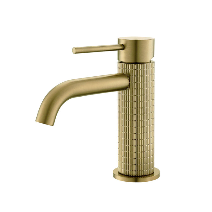 Metro Knurled Short Bathroom Faucet - Single Hole - 6" Brass/Satin Brass