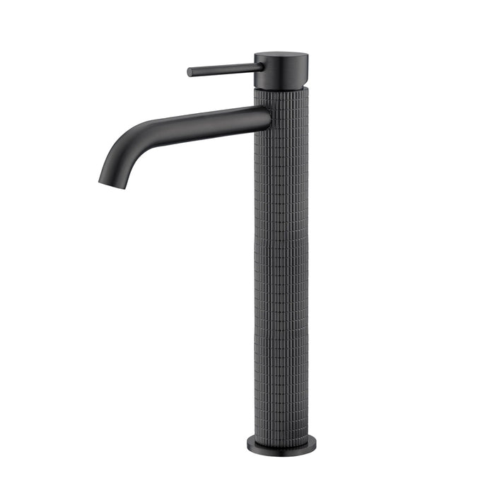 Metro Knurled High Bathroom Faucet - Vessel - 12" Brass/Matt Black