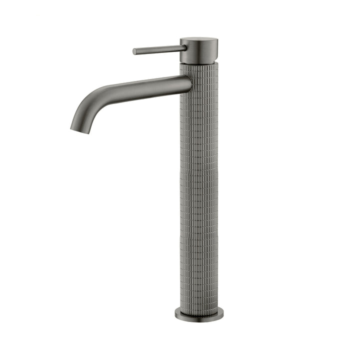 Metro Knurled High Bathroom Faucet - Vessel - 12" Brass/Brushed Nickel