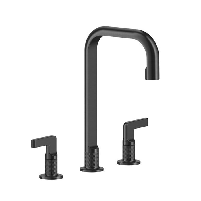 Metro Knurled High Bathroom Faucet - Widespread - 8" Brass/Matt Black