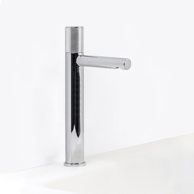 Metro Knurled Short Spout Bathroom Faucet - Vessel - 12" Brass/Polished Chrome