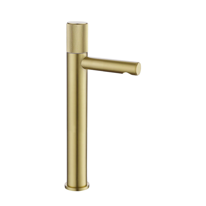 Metro Knurled Short Spout Bathroom Faucet - Vessel - 12" Brass/Satin Brass