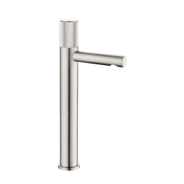 Metro Knurled Short Spout Bathroom Faucet - Vessel - 12" Brass/Polished Nickel