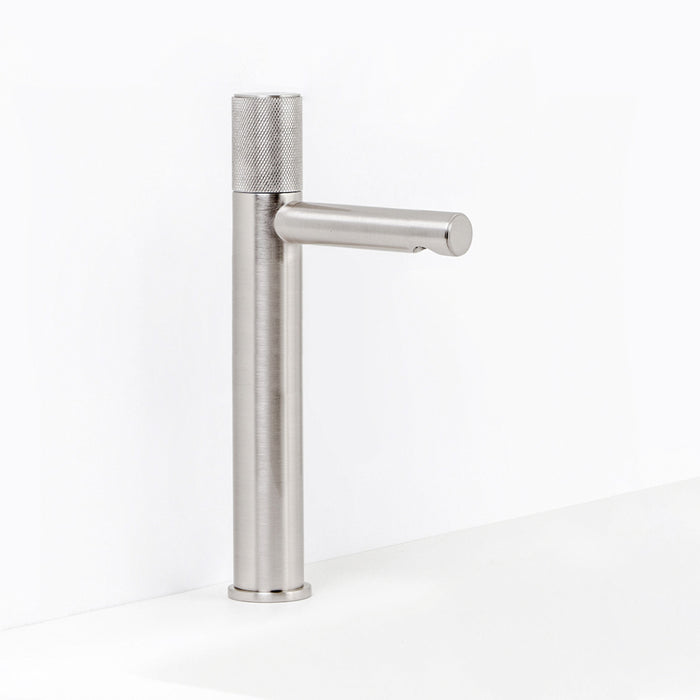 Metro Knurled Short Spout Bathroom Faucet - Vessel - 12" Brass/Polished Nickel
