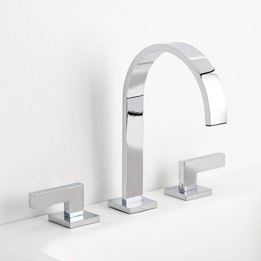 Devon Line 2 Bathroom Faucet - Widespread - 8" Brass/Polished Chrome