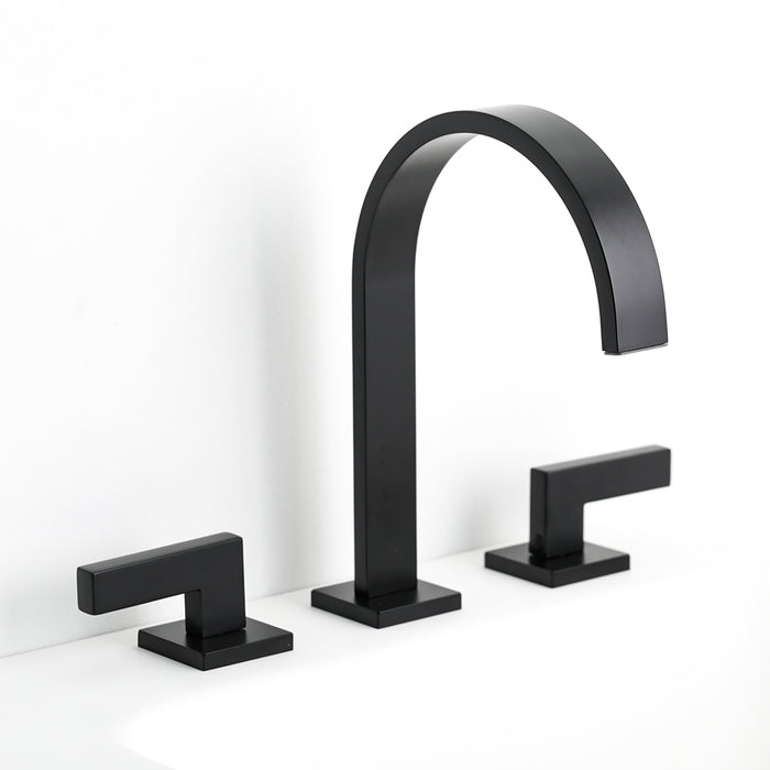 Devon Line2 Bathroom Faucet - Widespread - 8" Brass/Matt Black
