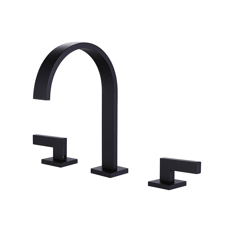 Devon Line2 Bathroom Faucet - Widespread - 8" Brass/Matt Black