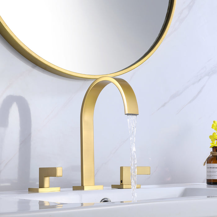 Devon Line2 Bathroom Faucet - Widespread - 8" Brass/Satin Brass