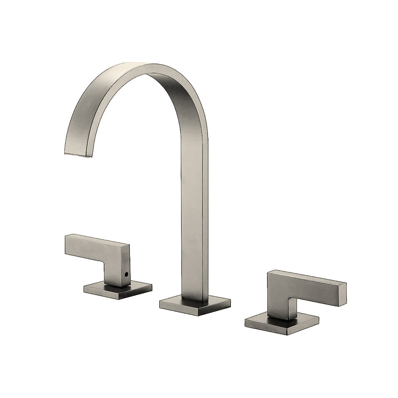 Devon Line 2 Bathroom Faucet - Widespread - 8" Brass/Brushed Nickel