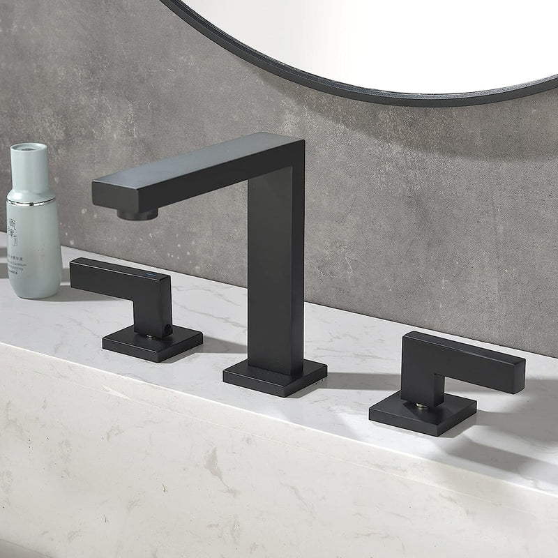 Devon Line Bathroom Faucet - Widespread - 8" Brass/Matt Black