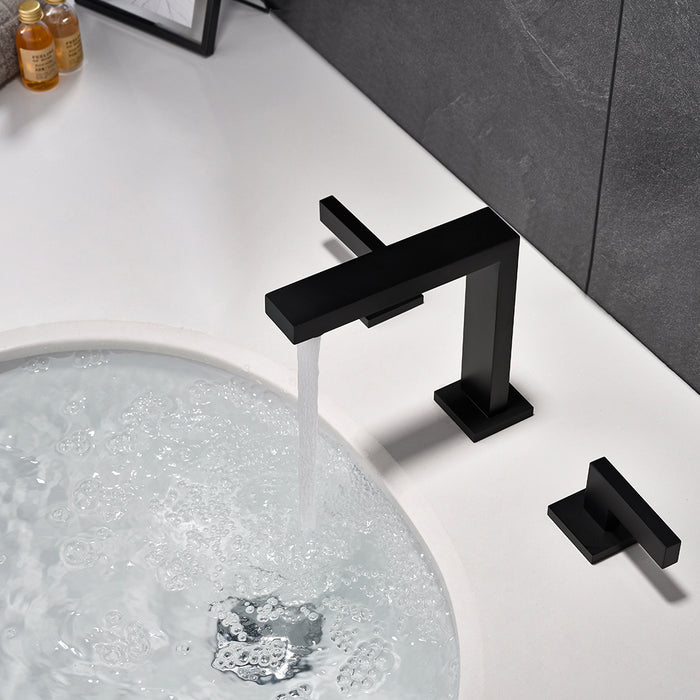 Devon Line Bathroom Faucet - Widespread - 8" Brass/Matt Black