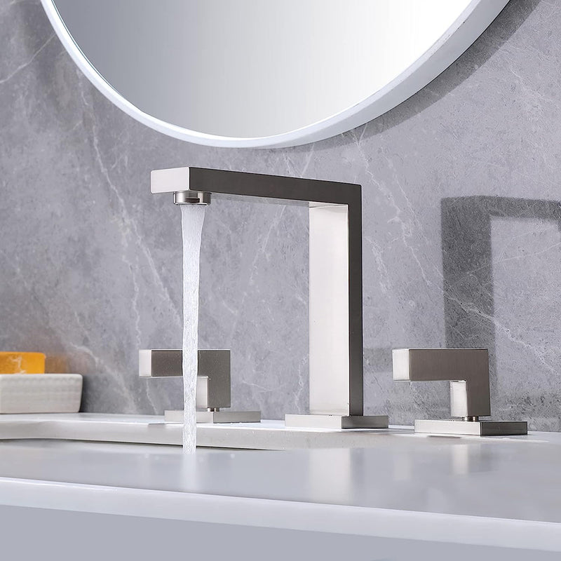 Devon Line Bathroom Faucet - Widespread - 8" Brass/Brushed Nickel