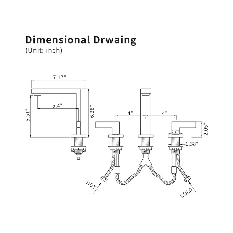 Devon Line Bathroom Faucet - Widespread - 8" Brass/Brushed Nickel