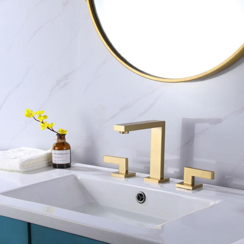 Devon Line Bathroom Faucet - Widespread - 8" Brass/Satin Brass