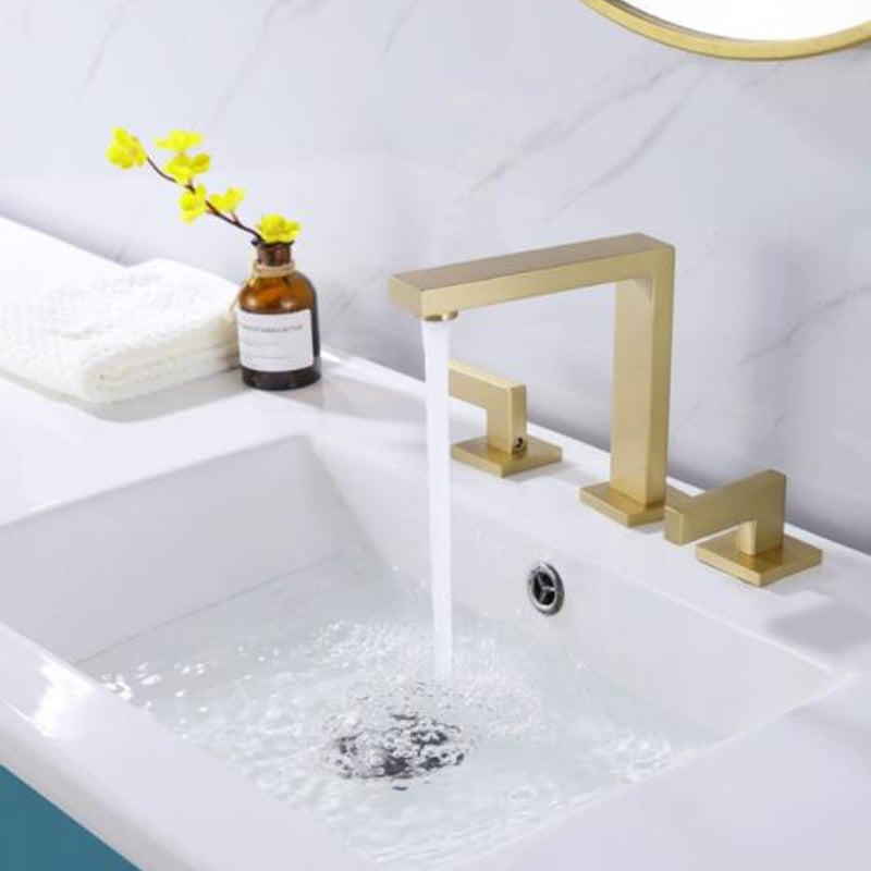 Devon Line Bathroom Faucet - Widespread - 8" Brass/Satin Brass