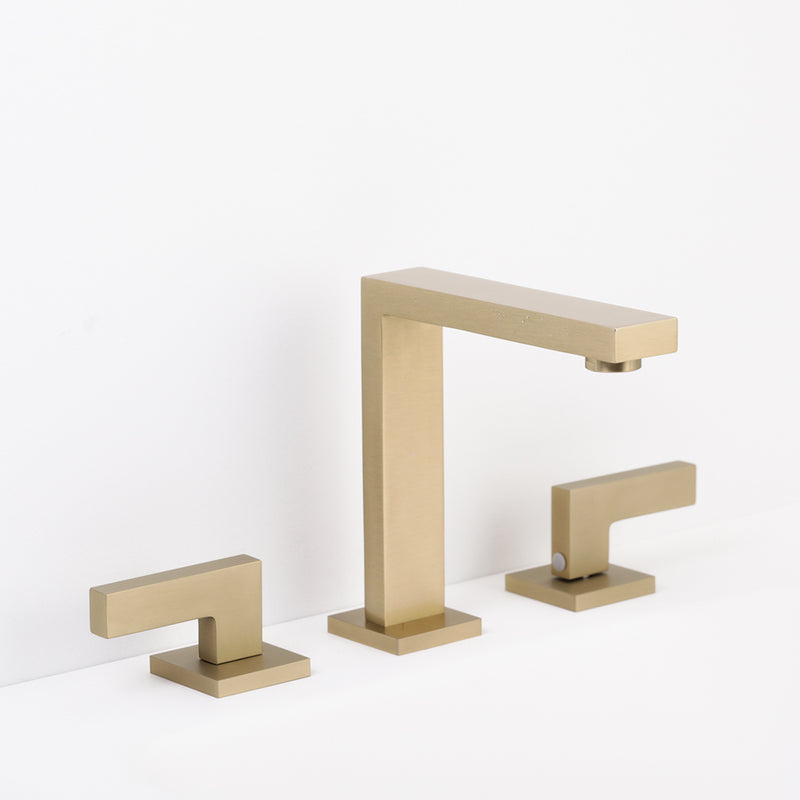Devon Line Bathroom Faucet - Widespread - 8" Brass/Satin Brass