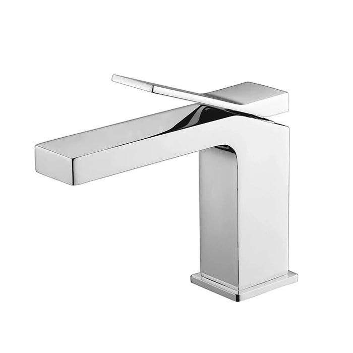 Devon Line Short Bathroom Faucet - Single Hole - 6" Brass/Polished Chrome