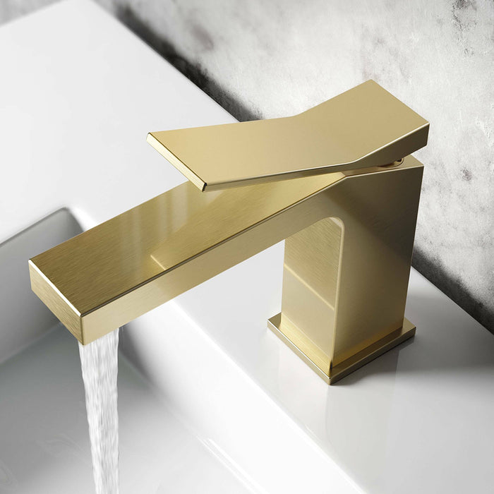 Devon Line Short Bathroom Faucet - Single Hole - 6" Brass/Polished Chrome